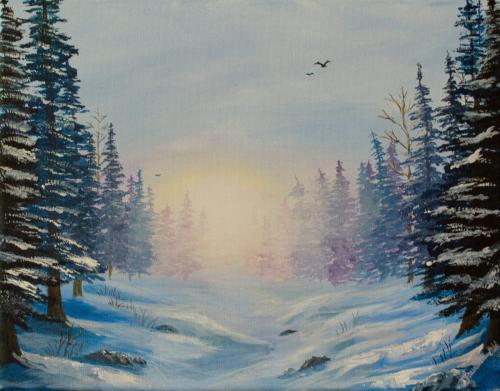 “Snowy Forest” Acrylic on canvas, 11x14”