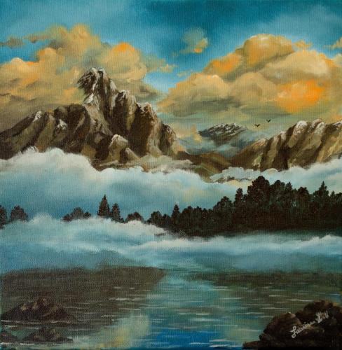 “Misty Mountains” Acrylic on canvas, 12x12”